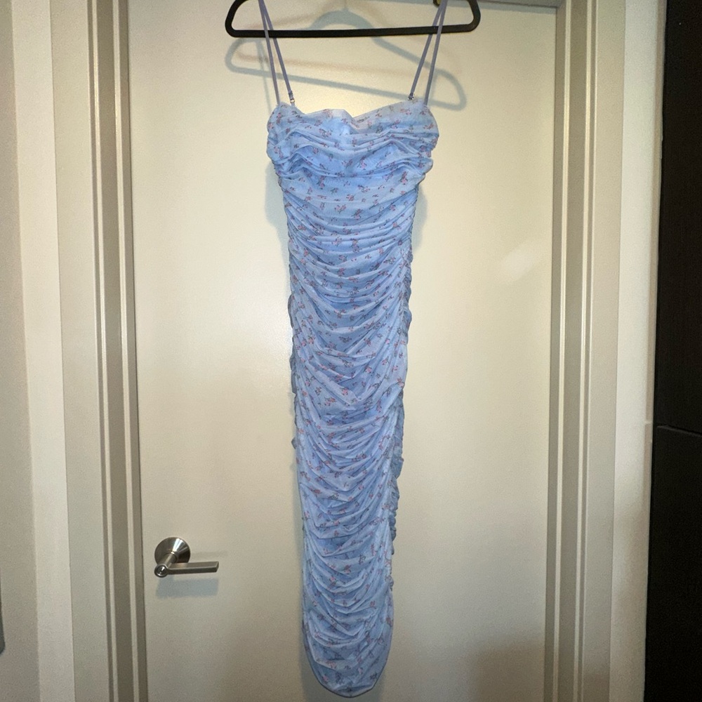 House of CB Light Blue Ruched Dress